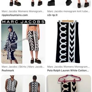 Marc Jacobs Black and White Monogram Tube Skirt